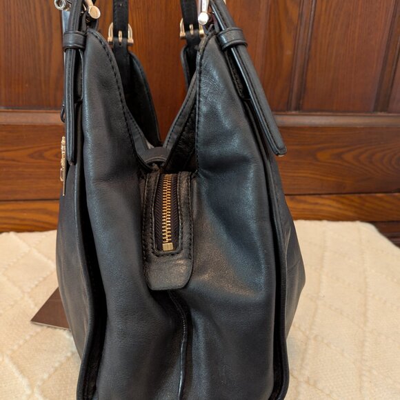 Coach Madison Carlyle Black Leather Shoulder Bag Gold Turnlock - Picture 5 of 14